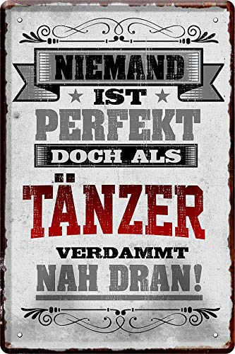 Niemand ist perfekt, doch als Tänzer... 20 x 30 cm Spruch Deko Blechschild 650