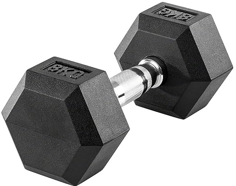 Hex Kompakthantel aus Gummi, 8 kg, Hexagon-Hantel