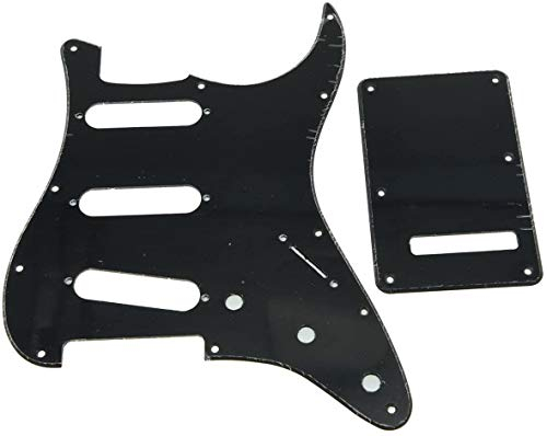 Dopro 11 Hole Strat SSS Pickguard ST Back Plate Trem Cover für USA/Mexican FD Strat schwarz 1-lagig