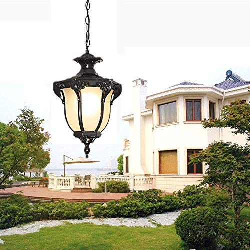 Outdoor Höhenverstellbar Hängende Lichter Retro Außen/Innen Anhänger E27 Schwarz Wasserdichter IP55 Aluminium pendant Lampenschirm Pendelleuchten für Garten Flur Balkon Pavillon Villa Trauben Rahmen