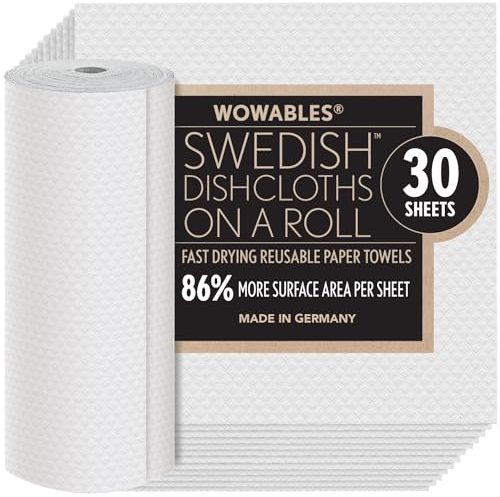 Lola Swedish Dishcloths for Kitchen - 30 Pack, Ultra Absorbent Sustainable Cleaning Cellulose Sponge Dish Cloths, Reusable Paper Towels, Washable, 10.625 x 9.75 Made in Germany