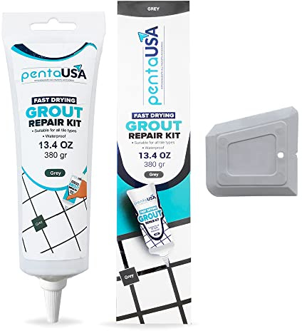 Grout - Ready Mixed Tile Grout with Scraper, Easy Squeeze & Fast Drying | Ideal for Bathroom, Shower, Kitchen + Mould Protection - 380gr