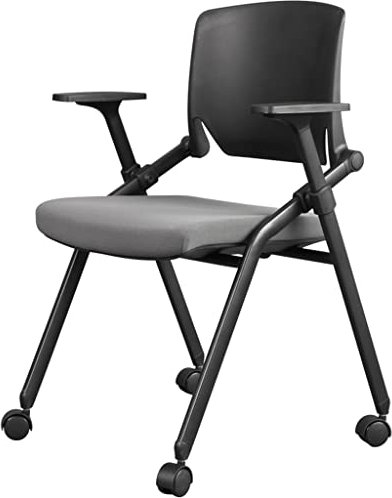 YHRJ Klapp Besucherstuhl Moderner Büro-Computer-Stuhl mit Armlehnen, klappbarer Schulungsstuhl mit Rollen Premium-Stuhl mit bequemer Rückenlehne, belastbar 100 kg (Color : Black, S : 47 * 57 * 87cm)