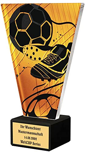 Larius Coupe de football - Prix d'honneur Trophée - Coupe en verre ambre (football Hero, avec texte de votre choix)