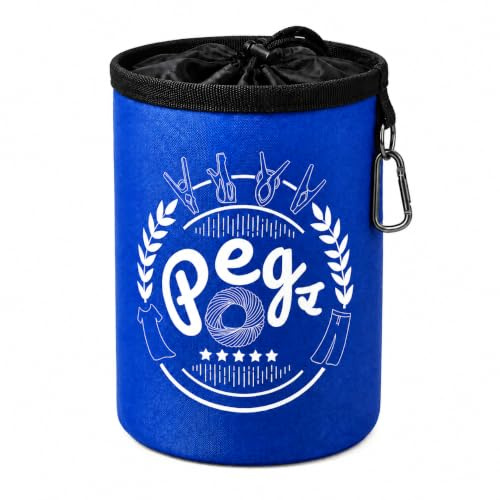 VABNEER Large Peg Bag Waterproof with Draw String, Hanger Clips Hanging Snap Hook for Outdoor Use