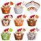 48 Stück Tier Cupcake Wrapper Papier, Waldtiere Kuchendeckel, Tier Cake Topper, Kuchen Deko Waldtiere, für Dschungel Safari Party, für Kinder Geburtstag Party, Hochzeit Kuchen Deko Dekoration Supplies