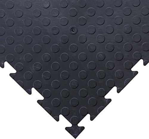 BiGDUG Essentials Interlocking Garage Floor Tile Set - 600 x 600 cm - Studded Rubber Floor Tile - Black