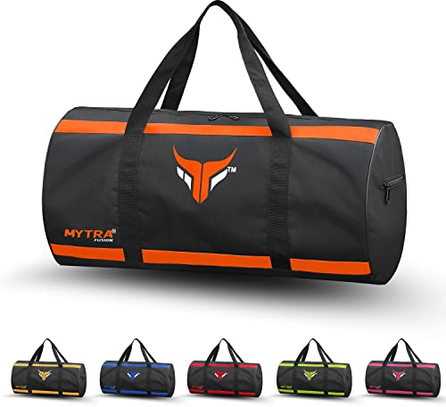 Mytra Fusion Sporttasche - trainingstasche mit verstellbarem Schultergurt Sporttasche Herren & Damen Travel, Weekend, Sports Bag (Black/Orange)
