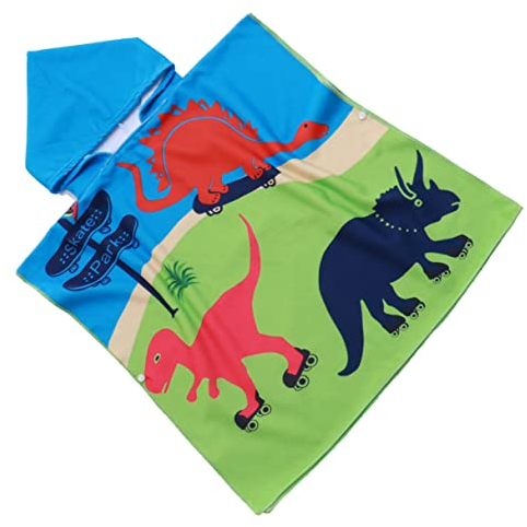 FEBE Badeponcho Kinder Dinosaurier Badetuch Mit Kapuze Bademantel für Kleinkind