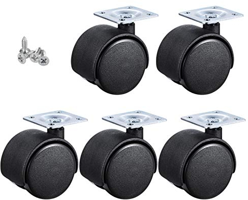 BICIBO Ersatzrad für Bürostuhlrollen,360º Universal-Schwenkplattenrolle,Schreibtischstuhlrollen,Möbelrollen für Hartholzböden,Teppich,Laminat und Fliesen,5 Stück (universal 50 mm)