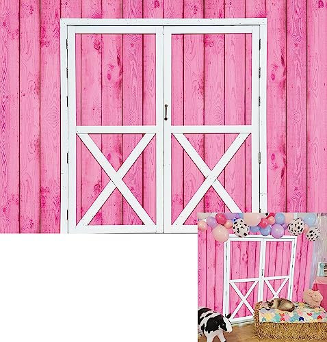 BINQOO 2.1x1.5 m Bauernhof-Fotohintergrund, rosa Scheune, Westernte, Cowboy-Ernte, Windmühle, Tiere, Barnyard Haus, Kindergeburtstag, Party, Hintergrund, Western-Party, Neugeborene, Fotoanruf