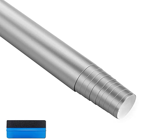 NewL Premium Satin Matt Chrom Ice Metallic Vinyl Folie Auto Folie Aufkleber Luftblasenfrei DIY Motorrad Handy Aufkleber Zubehör (Silber, 5 cm x 900 cm)