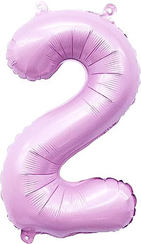 Folienballon * Flieder Rosa * Zahl 0 bis 9 als Deko für Geburtstag und Party | XXL: 100cm groß | Lilac Lila Zahlen Ballondeko Kindergeburtstag, Edition: 2. Geburtstag