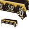 137 x 274 cm Schwarz und Gold zum Geburtstag Tischdecke Schwarz Gold Tischdeko für Mann Frau 50. Geburtstag,Rechteckige Kunststoff Tischdecke für Partydekorationen zum 50. Geburtstag