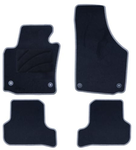 OCC Design - Fußmatten, kompatibel mit Seat Leon MK2 (2005-2012), Velours/Polypropylen, Original Verankerung, rutschfeste Rückenlehne, Fersenkappe, 4 Stück
