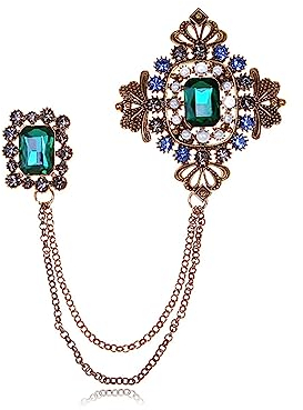 YAHOYA Mode Vintage Barock Kristall Brosche Quaste Kette Perlen Broschen Herren Damen Anzüge Pin Kleidung Accessoires Party Schmuck