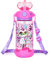 YOYTOO Kinder-Wasserflasche mit Strohhalm und Umhängeband für Schule, Mädchen, Jungen, 625 ml, BPA-frei, Kinder-Trinkflasche, auslaufsicher, Klappdeckel für Schulanfang, Sport, Reisen (Katze)