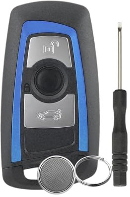 3 Knöpfe Auto Fernbedienungsschlüssel Gehäuse für BMW F20 F22 F30 F31 F32 Smart Schlüssel Gehäuse mit Schraubendreher und Schlüsselring mit CR2450 Batterie Blaue Umrandung