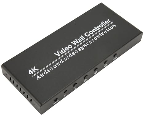 Videowand-Controller 4K 30 Hz Eingang 1 in 4 Ausgang mit Fernbedienung, 9 Modi, HD-Multimedia-Schnittstelle, Ultra HD-Eingang und -Ausgang (EU-Stecker)