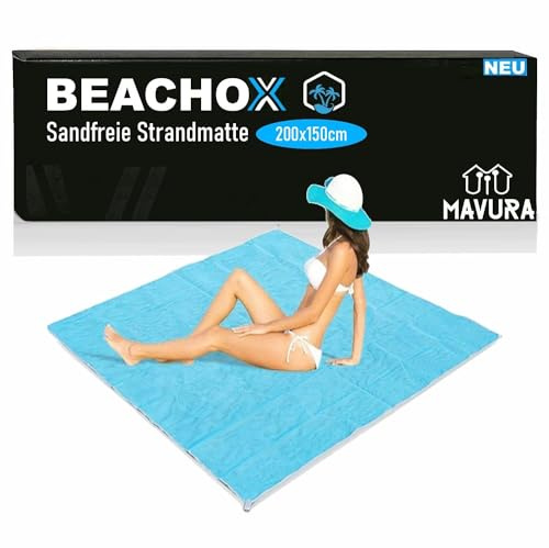MAVURA BEACHOX Sandfreie Stranddecke Strandtuch Campingmatte Picknick Decke, Wasserabweisende Tragbare Decke für Reisen, Camping, Strand 200x150cm
