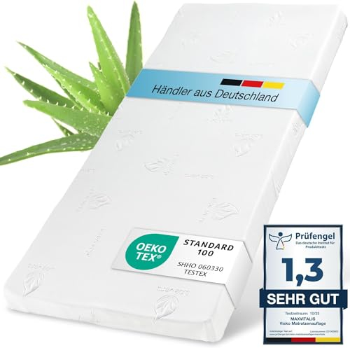 ELONEO Viscoelastischer Matratzen Topper 100x190cm, Matratzentopper mit Memory Foam Effekt, 5 cm Höhe, Matratzenauflage für Bett und Boxspringbett inkl. atmungsaktivem Mesh-Bezug und Eckschlaufen