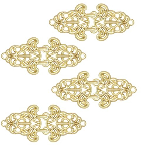 WANDIC Umhangverschluss-Verschlüsse, 4 Stück 6.2 cm Goldfarbene Hohle Cape-Befestigungsclips Für Strickjacken, Schmuckclips Für Kleidung, Pullover, Schal