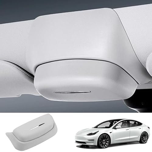 Ywooon Sunglasses Holder for Tesla Model Y 2020-2024 2025 Eyeglass Hanger Storage Box Center Console Organizer Eyeglasses Mount Coin Glasses Case Interior Accessories