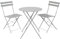 OHS Outdoor Table and Chairs Metal Grey, Folding Bistro Set Patio Garden Table and Chairs Set 2 for Balcony Summer BBQ Conservatory, 3 Piece Garden Furniture Set