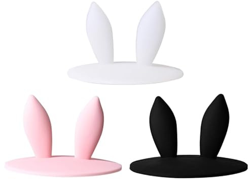 ABOOFAN 3pcs Silicone Cup Lids with Rabbit Ear Design, 10 cm Reusable & Dustproof Seal for Hot/Cold Drinks, Keeps Beverages Warm & Clean for Home, Office, Outdoors