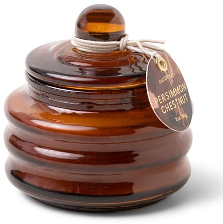 Paddywax Beam Duftkerze im Glas mit Deckel, in der Farbe Amber, Duft Kaki Marone, Inhalt: 85g, MG0312EU