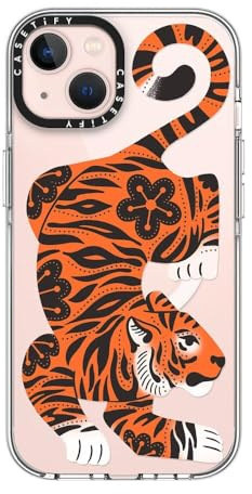 CASETiFY Klare iPhone 13 Hülle [Vergilbt nicht / 2 m Fallschutz/kompatibel mit Magsafe] – Fierce Tiger – Transparent