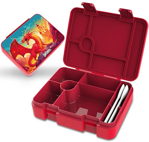 Jarlson® Brotdose Kinder mit Fächern | Lunchbox BPA frei | Bento Box auslaufsicher | Snackbox | Jausenbox für Kindergarten und Schule | inkl. Besteck - 1400 ml | LUMI (Extra Groß)
