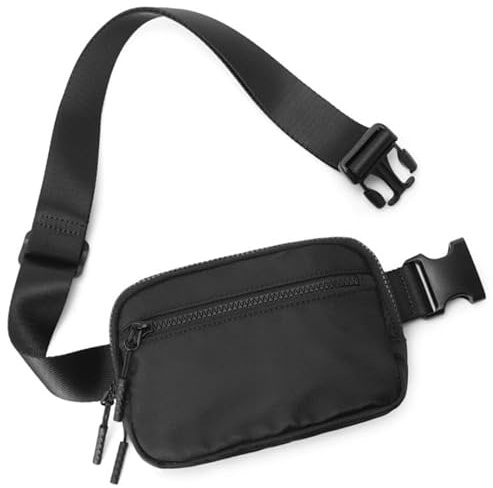 Bauchtasche Damen Gürteltasche Herren, Mode Sport Hüfttaschen Klein Umhängetasche Frauen Brustbeutel Canvas Crossbody Bag mit verstellbarem Riemen (Schwarz)
