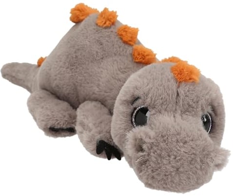 Depesche 13168 Dino World - Kuscheltier Dinosaurier in Braun und mit orangen Zacken, ca. 50 cm großes Plüschtier