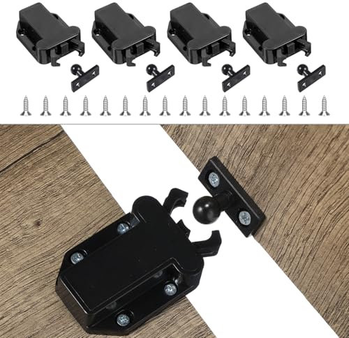4 Pack Cabinet Push Latch, No Touch Latch Safe Push Latches Rebound self-Locking Device Open Catch Lock Drawer Catch Pushes to Open Door Cabinet Hardware for Cabinets Drawer Wardrobe Kitchen Door