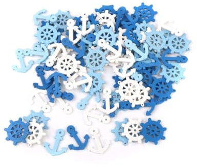 Jeorywoet 100pcs Modestil Anker Helm Anhänger Chic Nautical Knöpfe Multi -Nutzungs -Scrapbooking -Knopfverzierungen Anker Helm Anhänger Anker Anhänger