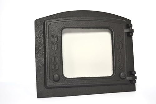 Euro SEZAM DZP18 Porte de four en fonte, pour droitier, épaisse, pour four à pain, en pierre, à pizza, 37 x 31 cm, noire