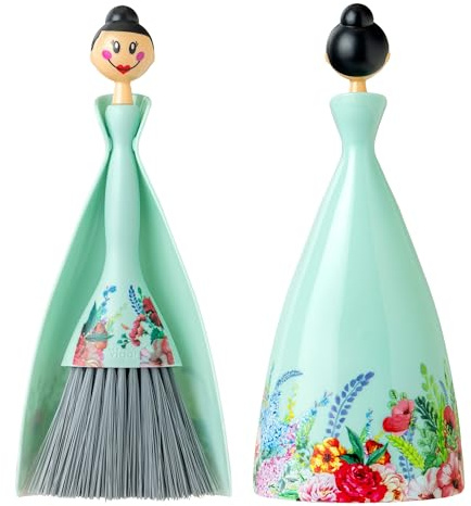 VIGAR Juego Mini Escoba y Recogedor, Juego Escoba Pequeña, Recogedor Polvo, Pelo Macotas, Coche, Miga (Turquesa)