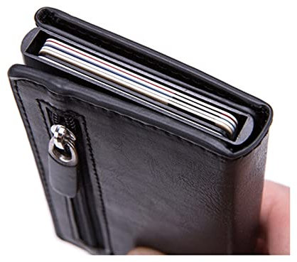 HJJEFRNO Antivol Hommes Porte-Carte de crédit bloquant RFID Portefeuille en Cuir Unisexe informations de sécurité Aluminium métal Sac à Main Titulaire de la Carte de Visite