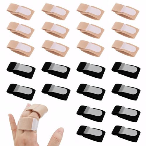 LILELIG 24 Stück Trigger Finger Schiene,Finger Klammer Schiene,Bandage Finger Schiene,Finger Klammer,Fingerbandage Geeignet für Kleinen Finger,Mittelfinger,Ringfinger(Schwarz,Hautfarben)