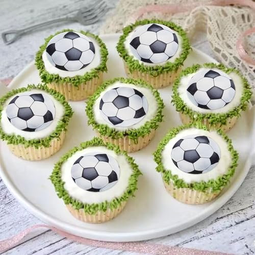 Blumomon 40Pcs Edible Sports Cupcake Toppers - Football & Boy/Girl Themed Decorations for Birthday, Baby Shower & Party
