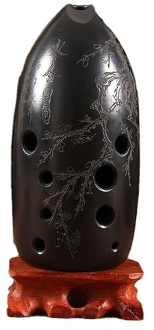 Ocarina Prueba De Rendimiento 10 Agujeros Doble Cámara Principiante Cerámica Negra Xun Antiguo Xun Instrumento Musical Sintonizado F(Style 3)