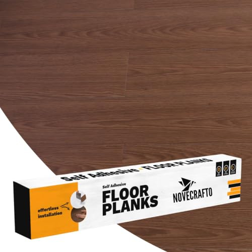 Self Adhesive Floor Planks - 20 Planks Pack Covering 29.92 sq ft / 2.78sqm | Each Stick On Tile Plank Measures 5.9x35.9in (91.4x15.2cm) | Peel and Stick Vinyl Flooring | Brown Wood Effect