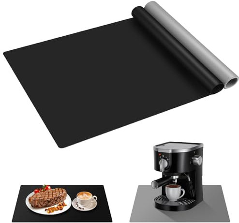 NVGVUP 2 Pack Silicone Mat for Worktop Protector, 60X40 cm Extra Large Worktop Savers, Non Stick Heat Resistant Mat, Silicone Placemat, Craft Painting Mat, Non-Slip and Waterproof (Black+Grey)