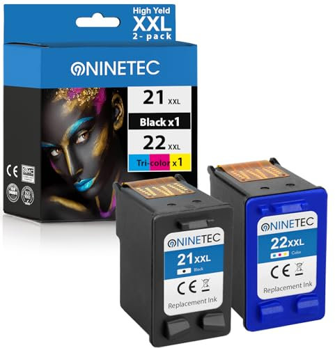 21XL + 22XL Schwarz und Farbe Druckerpatronen Multipack Ersatz für HP 21 22 Tintenpatrone für HP 21XL 22XL für D1360 D1460 D1530 D1560 D2360 D2460 F380 F2180 F2280 F380 F4180 OfficeJet 4315 4355