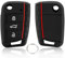 Chaexii VW Autoschlüssel Hülle & Schlüsselbox Cover, Silikon Schlüsselhülle für VW Golf 7,MK7,Skod-a,Seat Leon,Pol-o, Seat Ibiza Schlüssel ,3 Tasten Schlüsselanhänger +Schlüsselring (Rot)