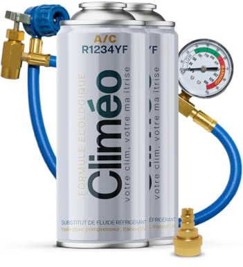 Climéo 400 ml Remplacement écologique du réfrigérant R1234yf 2 en 1, 3 en 1, entretien de la climatisation à faire soi-même (2 boîtes + tuyau, 2 en 1)