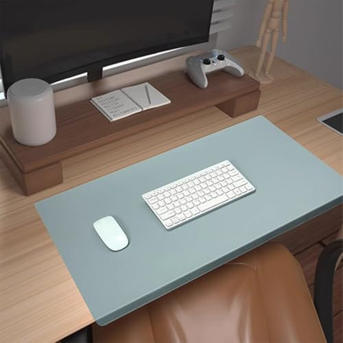 Schreibtischunterlage mit Kantenverriegelung, groß, wasserdicht, PU-Leder, Tischmatte mit Kantenschutz, rutschfeste Schreibunterlage für Büro, Zuhause, Arbeit, Studium, Tippen (Türkis, 60 x 40 cm)