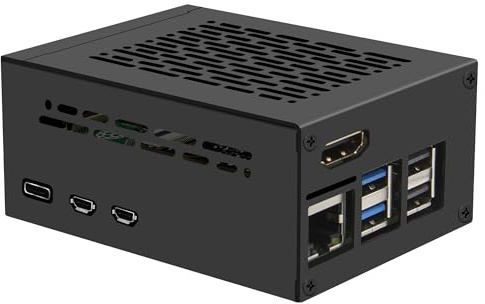 Geekworm X1300-C1 Metal Case for Raspberry Pi 5 and X1300 Hdmi to CSI-2 | Support X1001 / X1003 / X1004 PCIe to NVMe Shield / Official Active Cooler