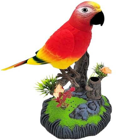 Talking Bird Toy – Electronic Parrot Pet, Voice Mimic Animal | Interactive Sensor Bird Toy, Realistic Sound For Boys Girls Kids Adults Room Desk Home Den Décor Talking Repeater For Learning Fu